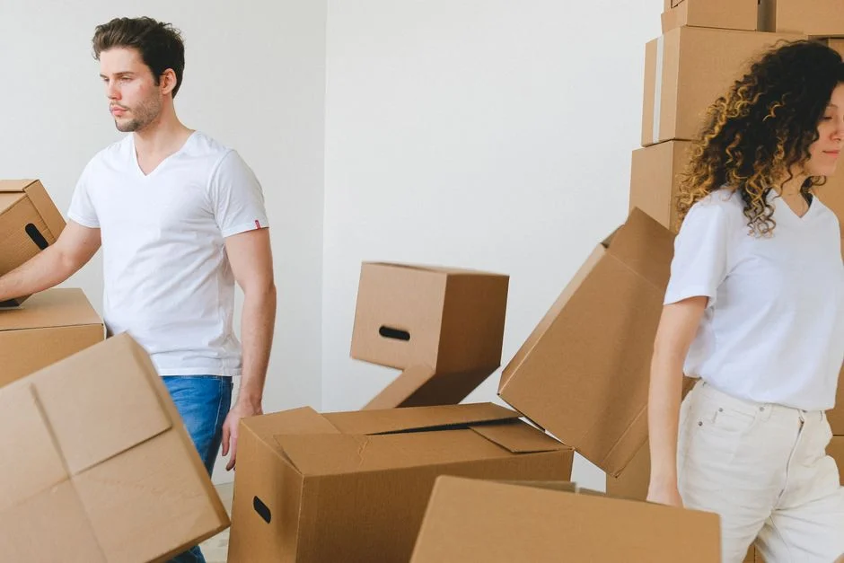 Moving truck loaded with furniture